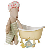 Maileg Bathtub set, Mouse - Yellow
