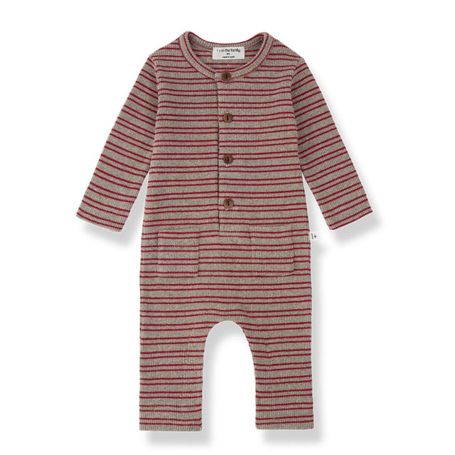 1 + in the Family GOOSE burgundy striped baby onesie in rib jersey with fine stripes
