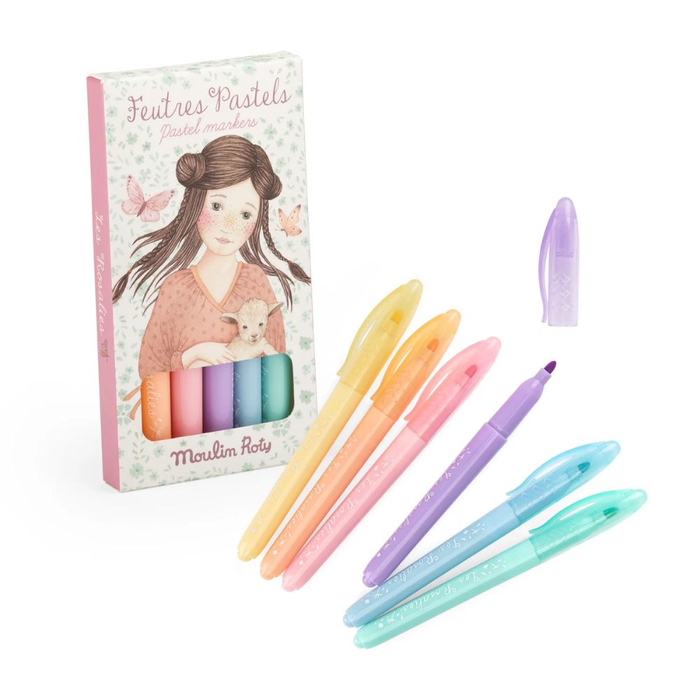 Moulin Roty Les Rosalies- 6 Pastel Felt Pens