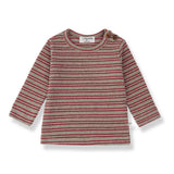1 + in the Family NORDEGG burgundy striped baby long sleeve top in rib jersey