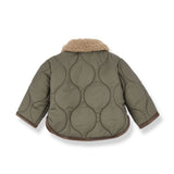 1 + in the Family EMERALD khaki baby padded jacket in microfiber with a sherpa collar