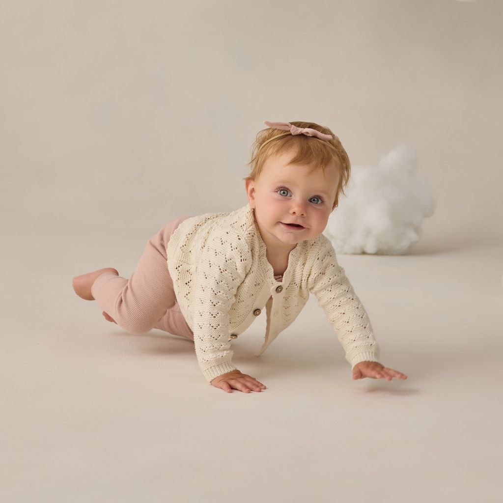Quincy Mae Scalloped Cardigan Natural