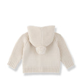 1 + in the Family TOULOUSE ivory newborn hooded cardigan in soft knitwear with button front