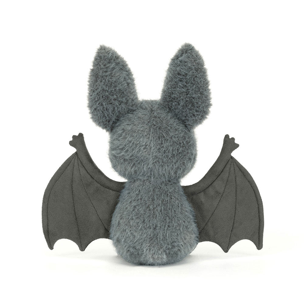 Jellycat Broox Bat, a soft polyester Halloween bat plush soft toy with hard beady eyes