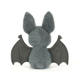 Jellycat Broox Bat, a soft polyester Halloween bat plush soft toy with hard beady eyes