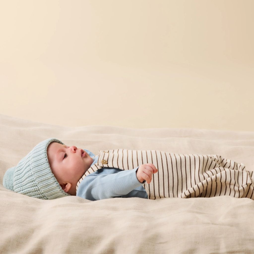 Wilson & Frenchy Storm Blue Organic Rib Long Sleeved Bodysuit