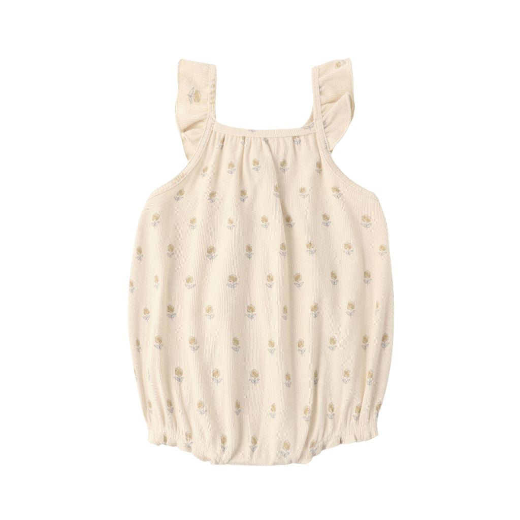 Quincy Mae Ribbed Ruffle Romper Buttercup