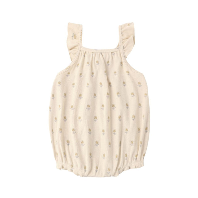 Quincy Mae Ribbed Ruffle Romper Buttercup
