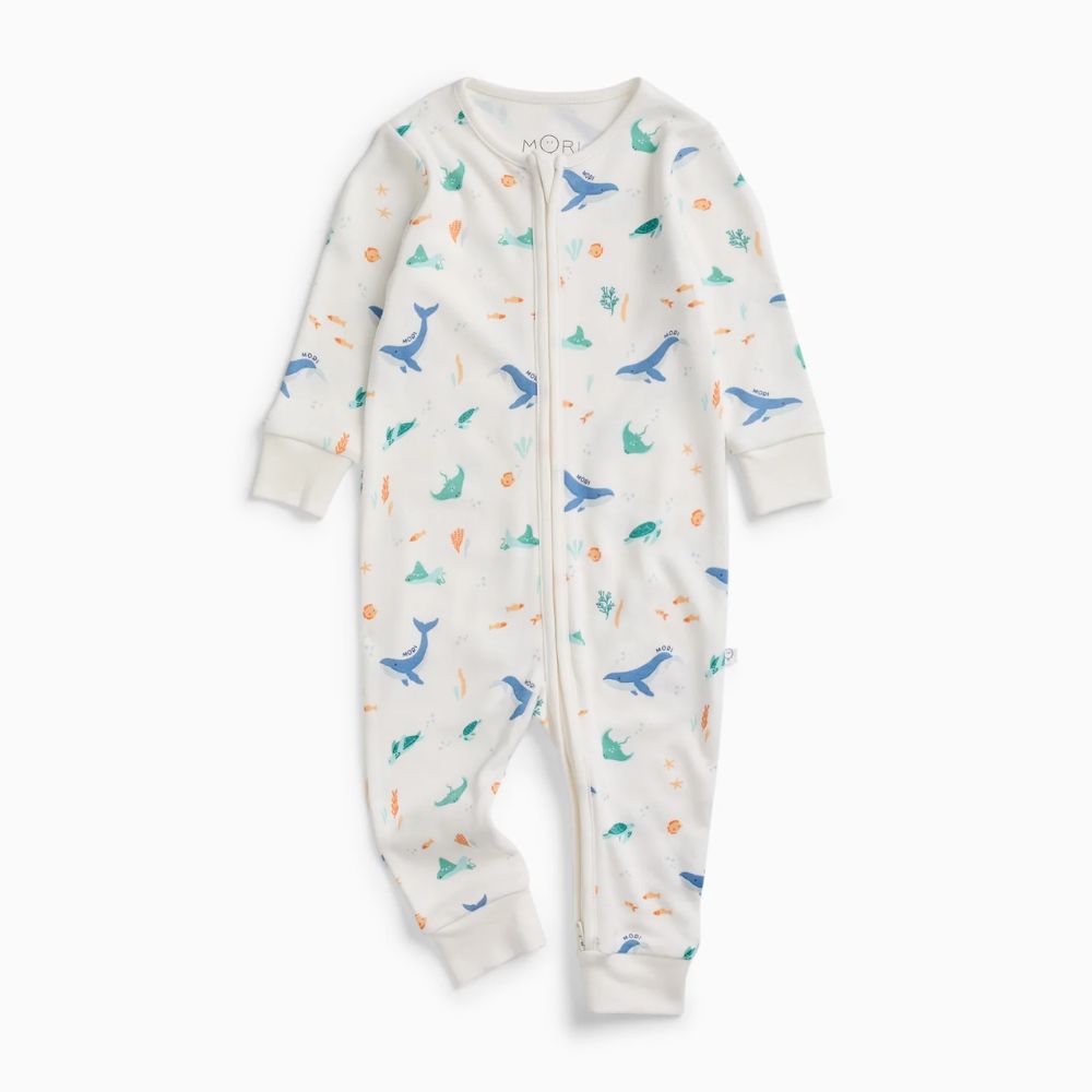 Mori Whale Two Way Zip Up Sleepsuit