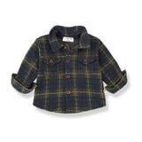 1 + in the Family ATLIN navy check baby shirt in Scottish check fleece with a chest pocket