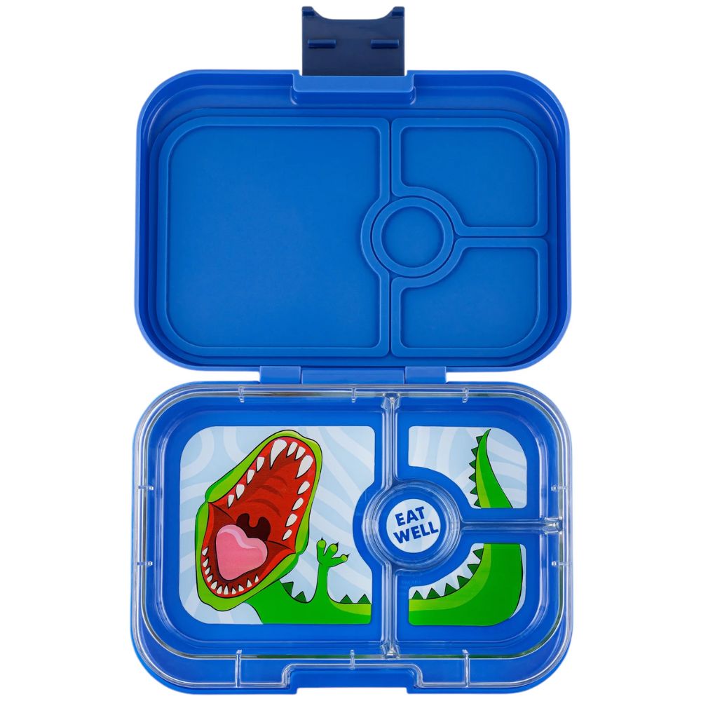 Yumbox Panino 4 Compartment - Surf Blue with Dinosaur Tray