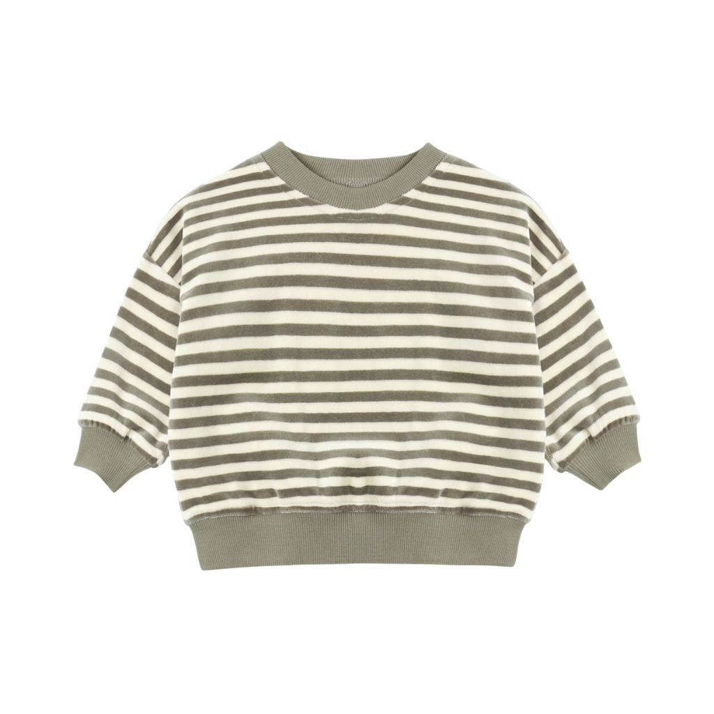 Quincy Mae Velour Relaxed Sweatshirt Spruce Stripe