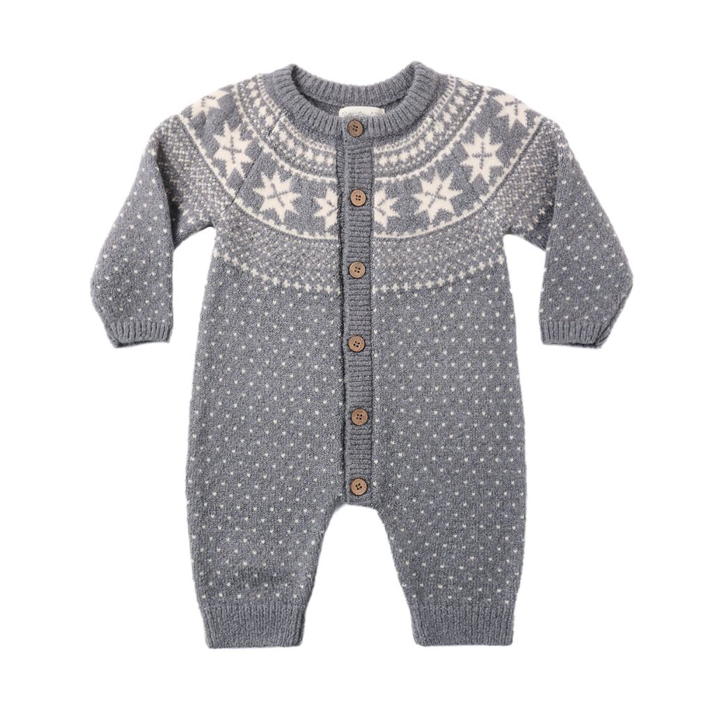 Rylee + Cru Fair Isle Romper Slate