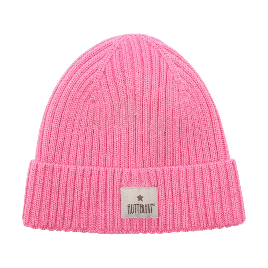 Huttelihut Hat Wool Knit Color Solid Begonia Pink