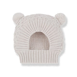 1 + in the Family ARLES cream baby knitted balaclava in lace knit with bear ears