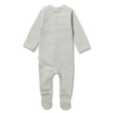 Wilson & Frenchy Organic Stripe Rib Zipsuit with Feet Fern