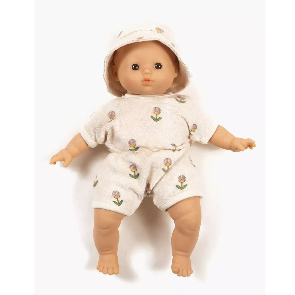 Minikane Babies Collection 28cm- Emile et Ida Collab Inès Terry Cloth Jumpsuit Soft Flowers