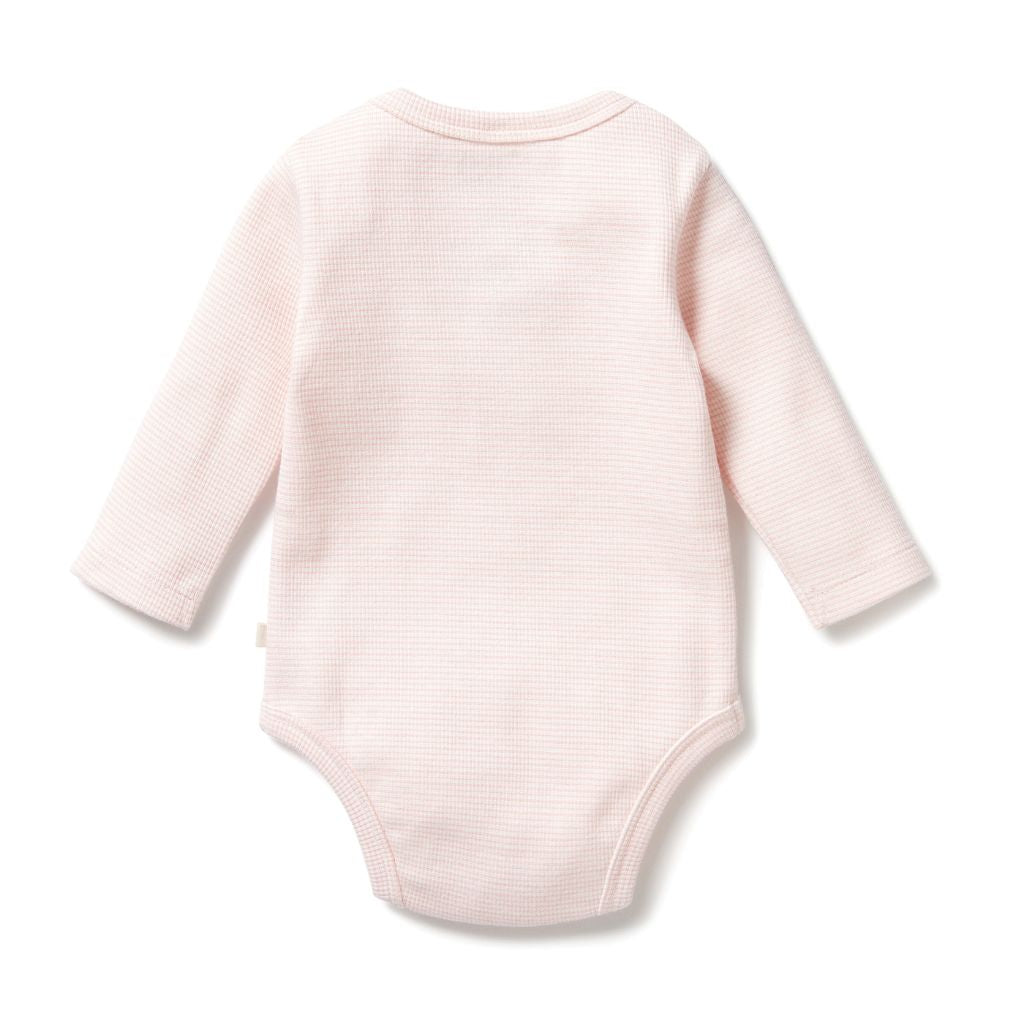 Wilson & Frenchy Organic Stripe Rib Long Sleeved Bodysuit Cantaloupe