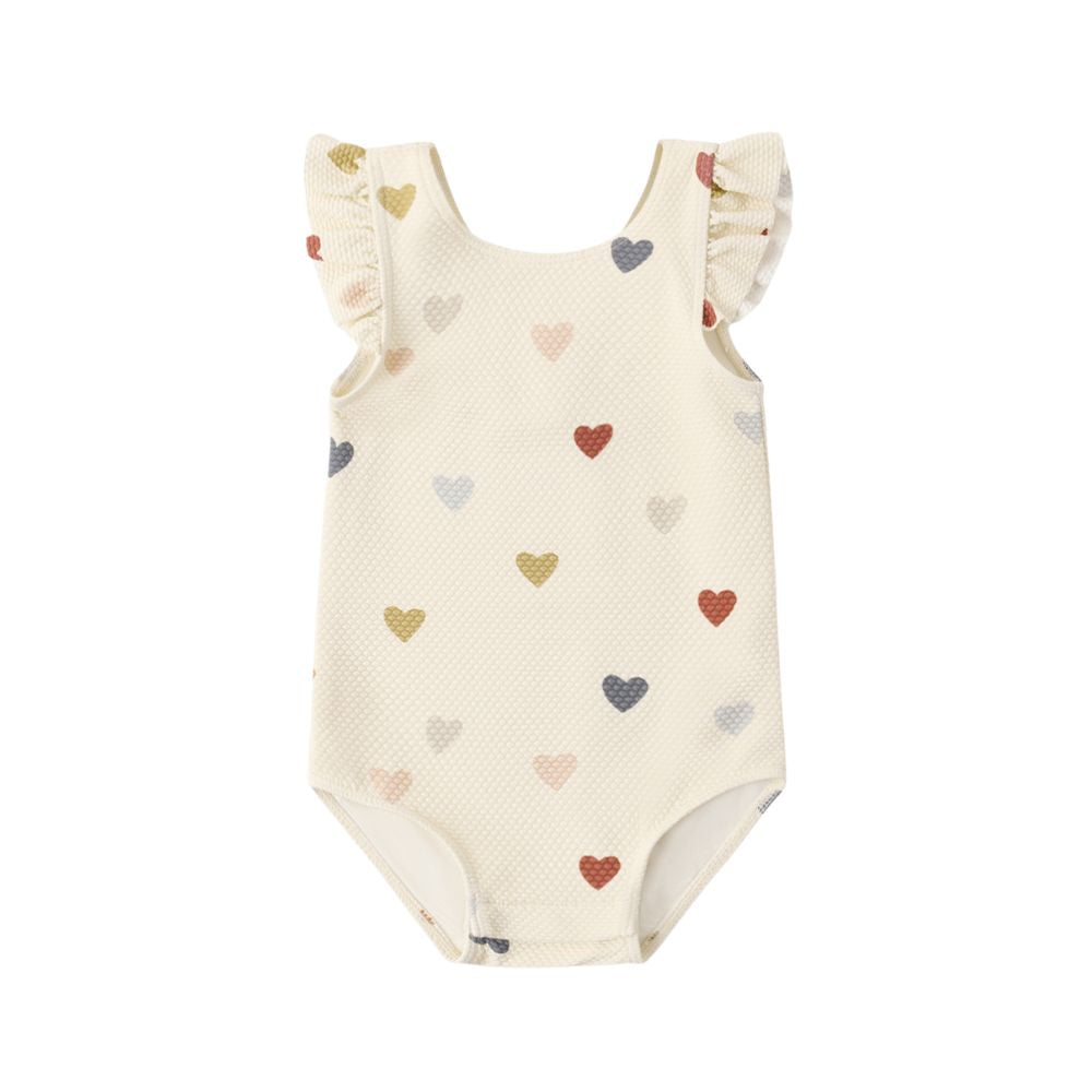 Quincy Mae Scoop Back One-Piece Swimsuit Confetti Hearts
