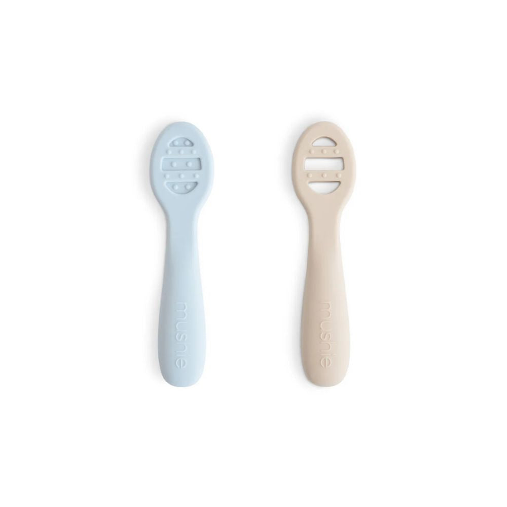 Mushie First Feeding Baby Spoons 2-Pack - Powder/Shifting Sand