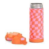 Thermos 16oz Stainless Steel Vaccum Insulated Hydration Bottle - Wavy Checkers Orange