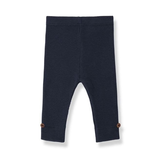 1 + in the Family SINA navy baby leggings in plain rib jersey with ribbed ankle cuffs