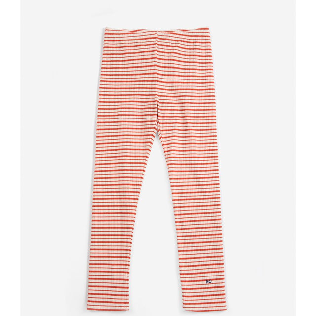 Bobo Choses BC Red Stripes leggings in cream stretch cotton, red stripe print, skinny fit