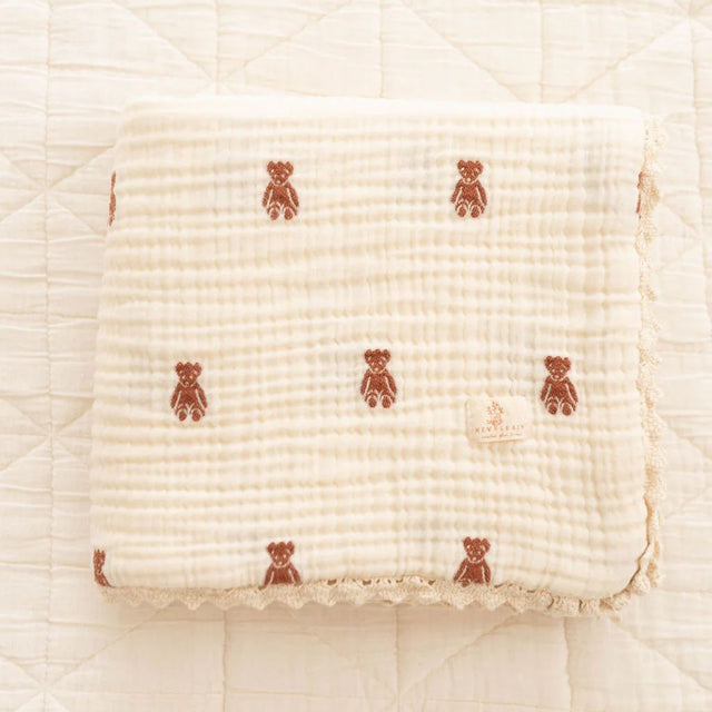 Layered Gauze Blanket - Teddy