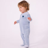 Petit Bateau Blue Heart Velour Sleeper