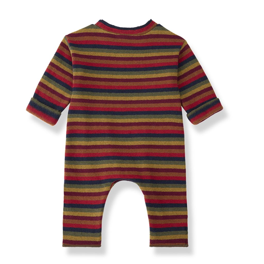 1 + in the Family BRAMPTON multicolour striped baby onesie in soft fleece with all-over stripes
