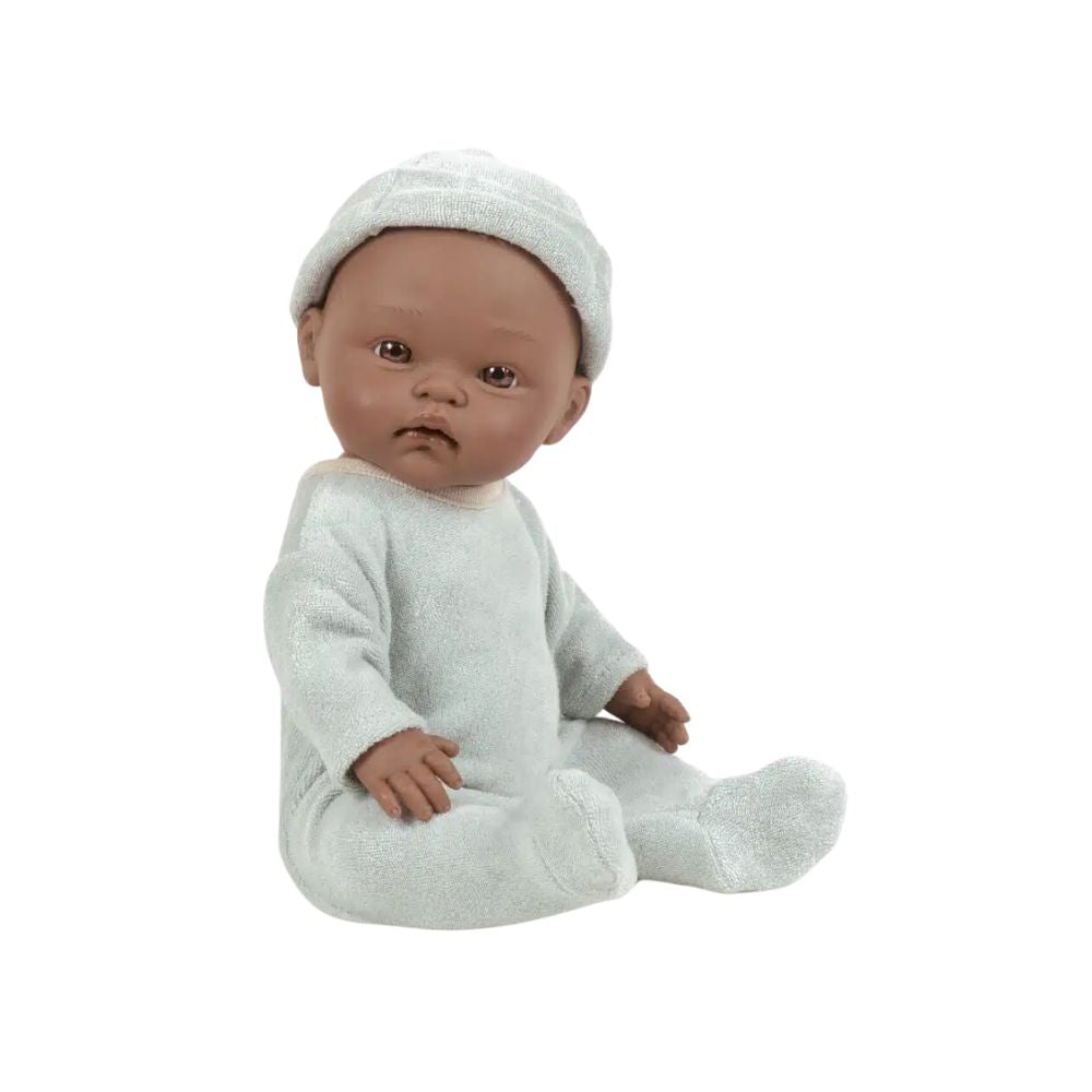 Minikane Cuties dolls 36cm- Basile and his Green Tea Terry Sleepsuit with Bonnet