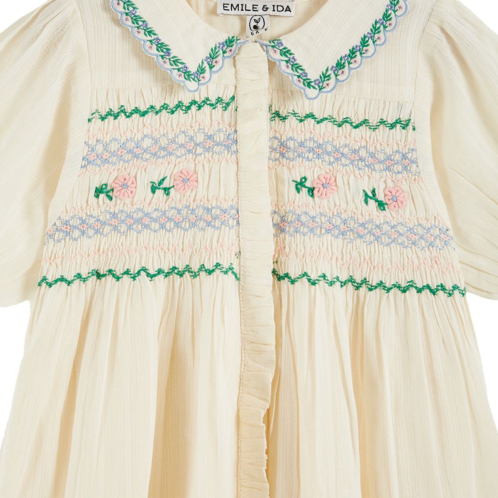 Emile & Ida Hand Embroidered Smock Dress