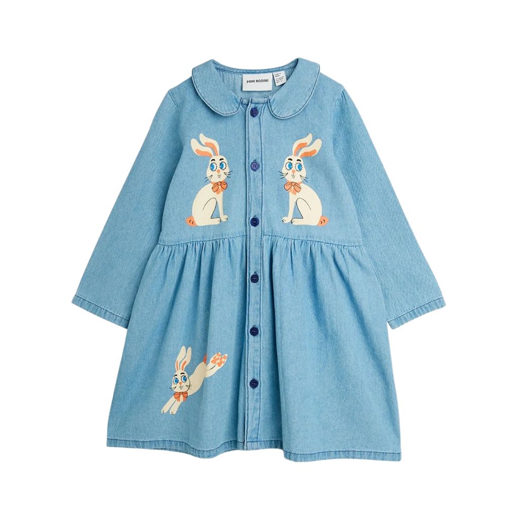 Mini Rodini LW Denim Rabbit Sp Woven Dress