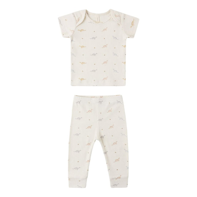 Quincy Mae Ribbed SS Tee + Legging Set Dinos