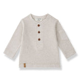 1 + in the Family CUNEO cream baby henley in plain rib jersey with a button placket