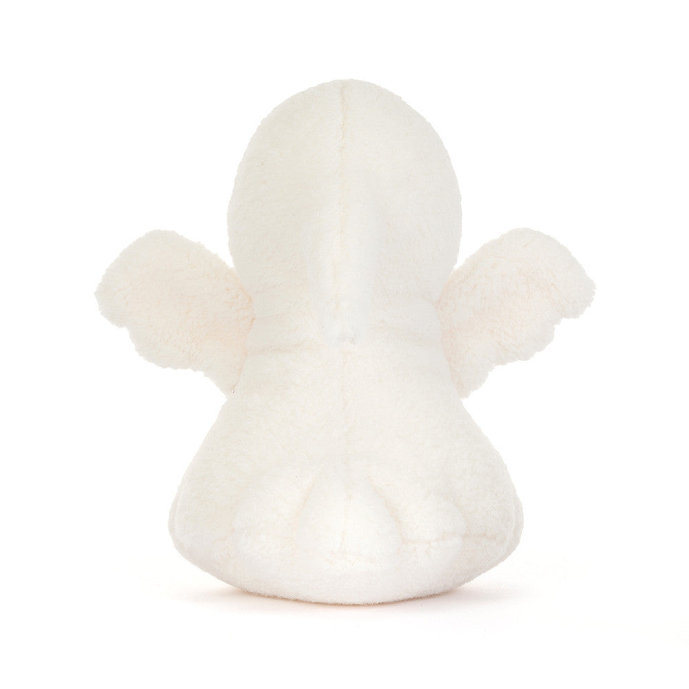Jellycat Bob Ghost, a floaty white plush ghost soft toy with hard beady eyes and bean-weighted base