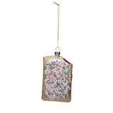 Glass Toaster Pastry Ornament w/ Beads & Glitter, 4"H