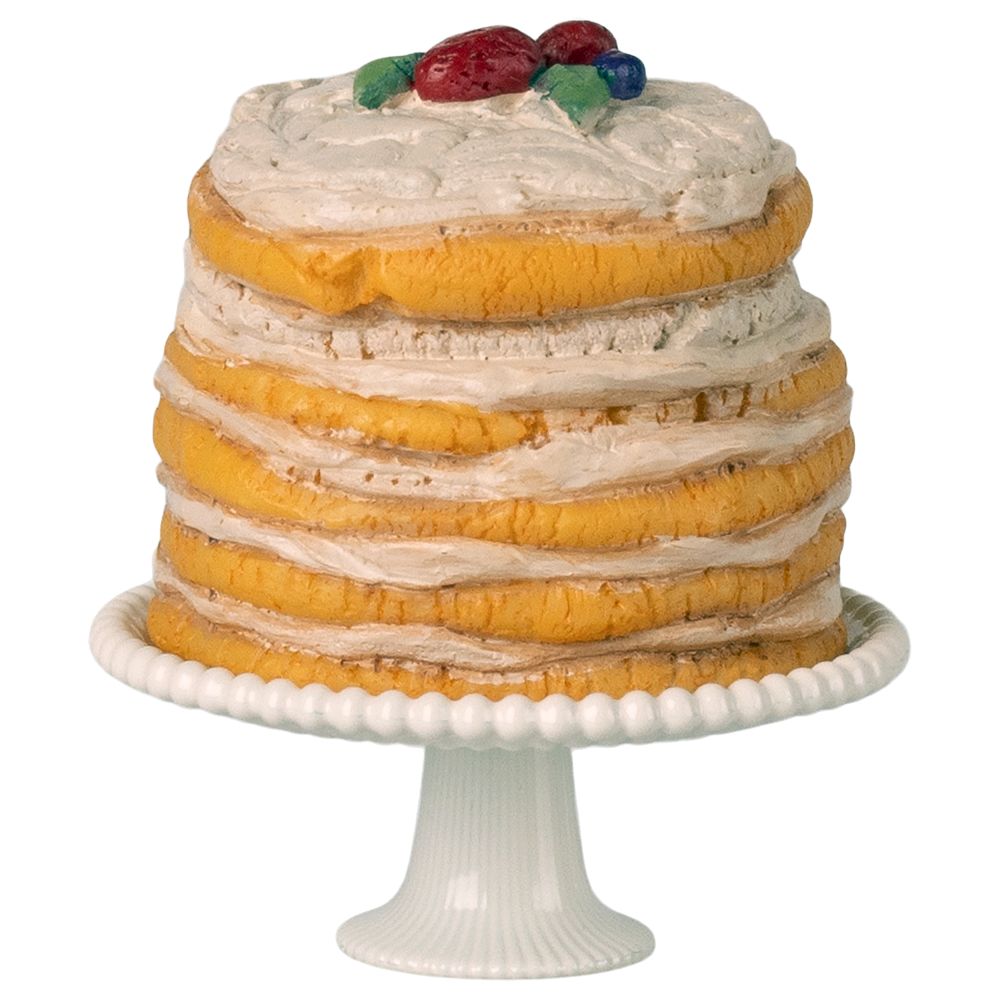Maileg Party cake and cake stand, Mouse -Off White