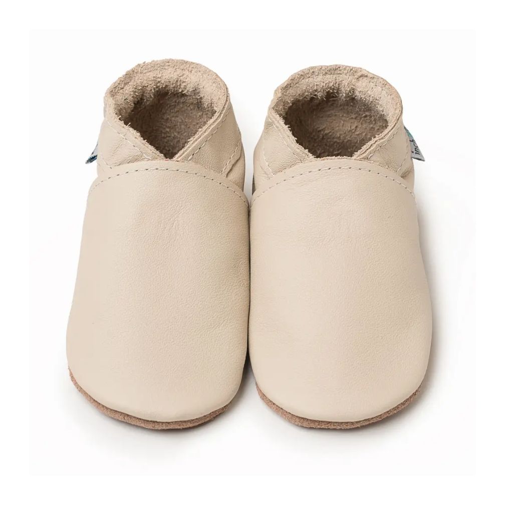 Inch Blue Leather Baby Shoes Cream