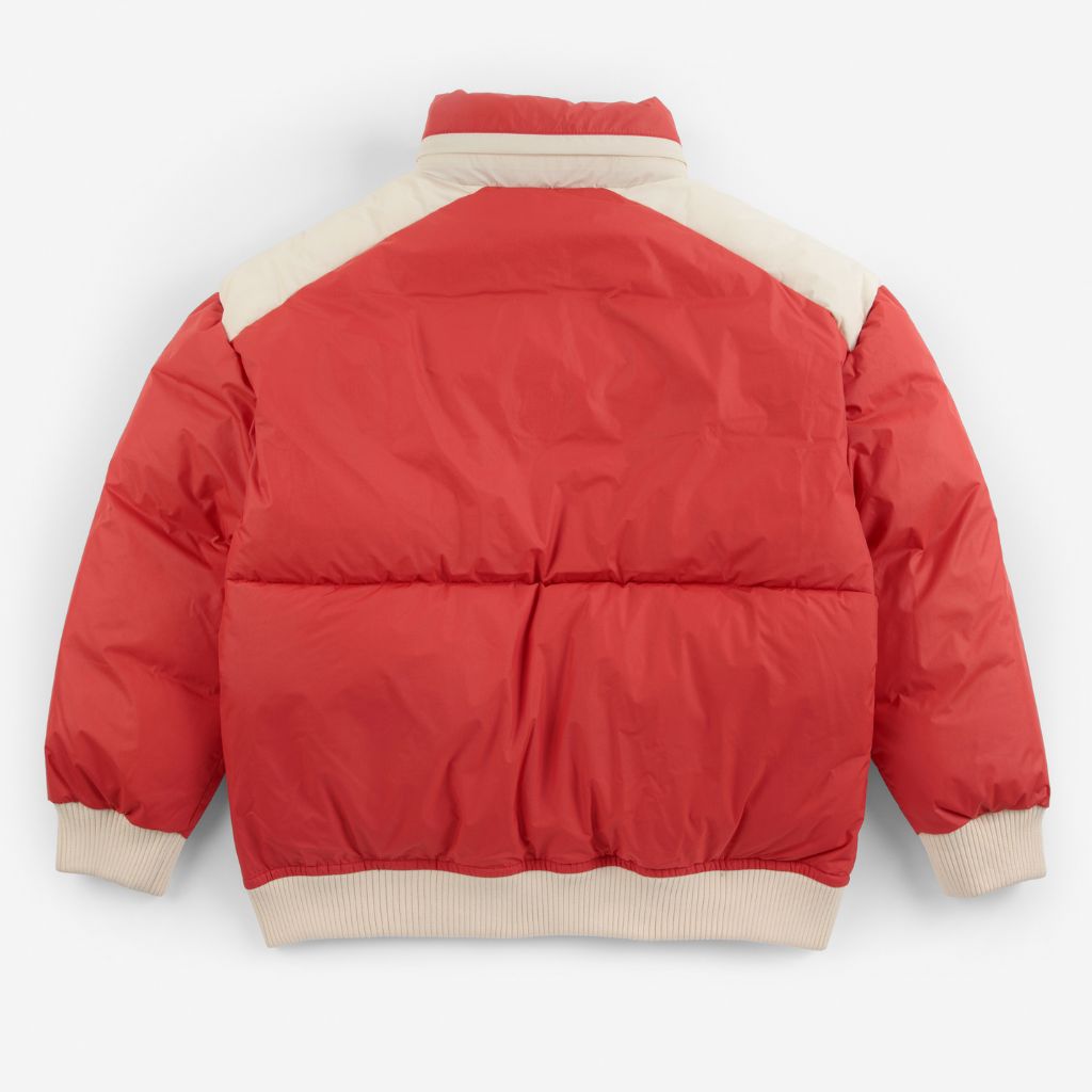 Bobo Choses Mush Monster anorak in red recycled polyamide, relaxed fit lightweight rain layer