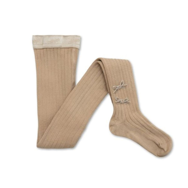Collegien Capucine Ribbed Tights with Velvet Bows Sable