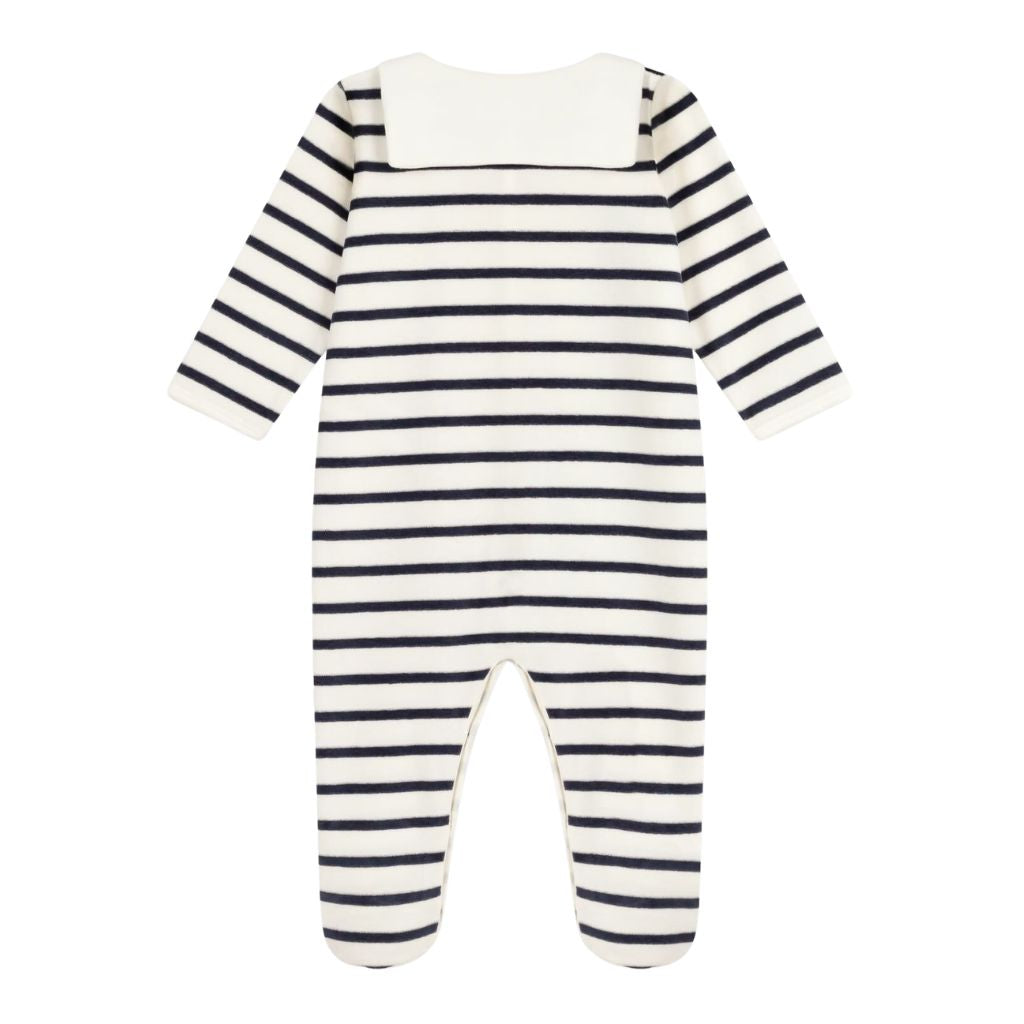 Petit Bateau Sleeper with collar Marine