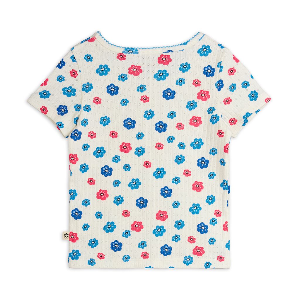 Mini Rodini Flowers Aop Picot Edge Pointelle Ss Tee
