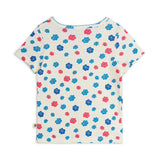 Mini Rodini Flowers Aop Picot Edge Pointelle Ss Tee