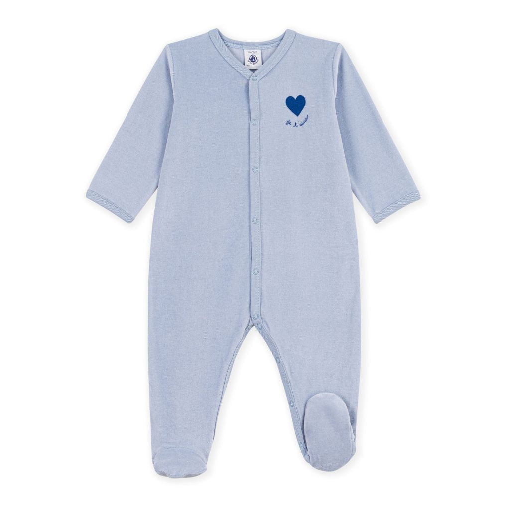 Petit Bateau Blue Heart Velour Sleeper