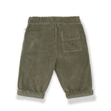 1 + in the Family QUEBEC khaki baby corduroy pants, fully lined, with turned-up cuffs