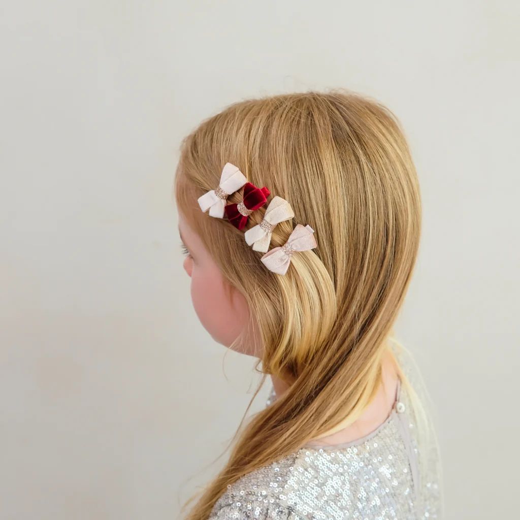 Mimi & Lula - Glitter Velvet Bow Salon Hair Clips