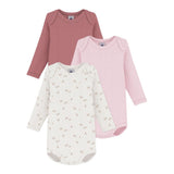 Petit Bateau LS Bodies 3pcs Pointelle Rosewood / Pink