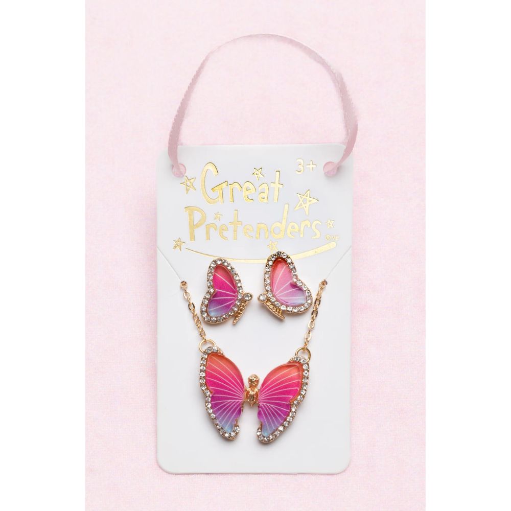 Boutique Butterfly Necklace & Studded Earring Set