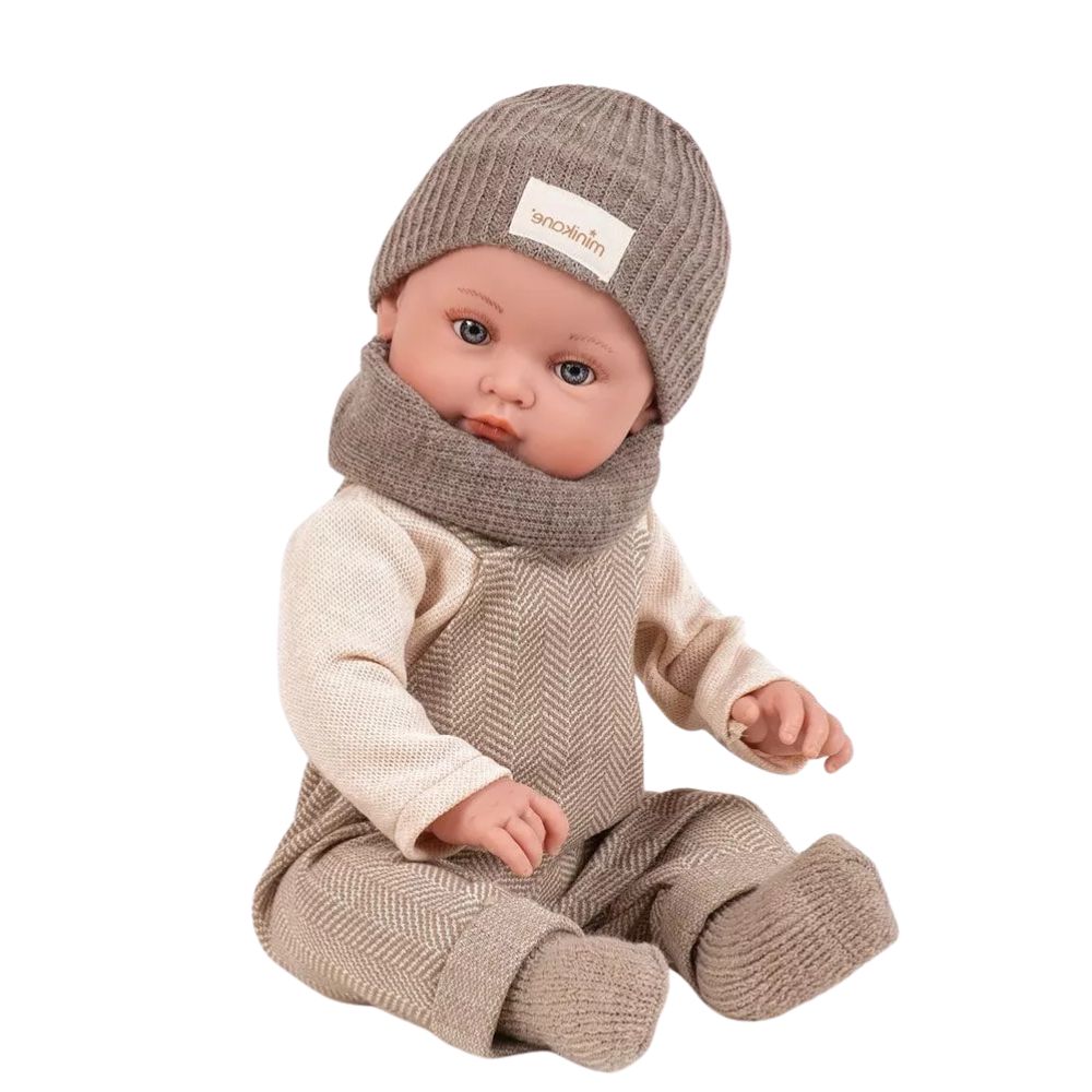 Minikane Bambinis Doll 47cm - Yann, Bambinis 47cm doll with beige herringbone overalls and hat